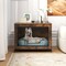 Rustic Brown MDF Metal Dog Crate Furniture with Dual Lockable Doors and Pull-Out Tray